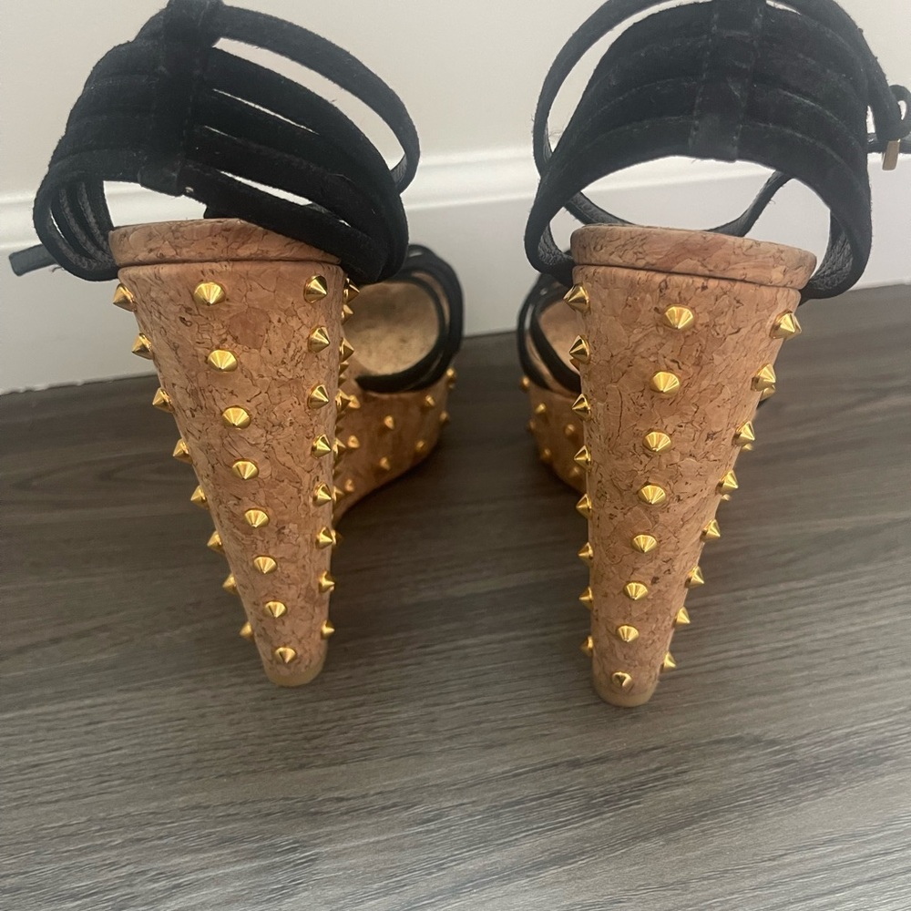 Gucci Spiked Cork Wedge Sandals 37.5 - Picture 2 of 5